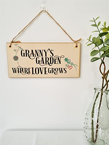 The Plum Penguin Handmade Wooden Hanging Wall Plaque Granny's Garden Where Love Grows Decorative Sign for Grandparents - Image 2