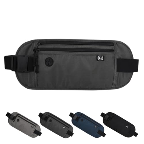 セキュリティポーチ パスポートケース スキミング防止 海外旅行 薄型 腹巻き 女性 男性 服の下 軽量 貴重品 マネーベルト シークレットポーチ 盗難防止 隠せる ウエストポーチ (ダークグレー)