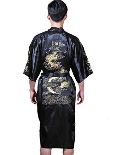 Shanghai Story Men's Robe Dragon Pattern Bathrobe with Waistband 5 Colors