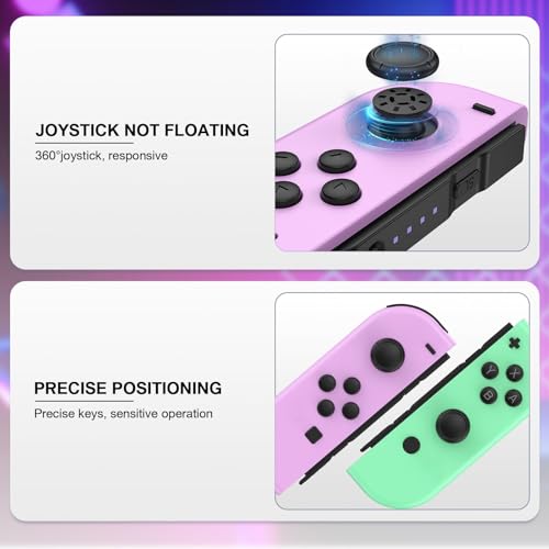 Image of CIMENNTU Switch Controller for Nintendo Switch Controller, Switch Controller Replacement Accessories with Double Vibration /Wake-Up /Motion Control /Screenshot（Purple&Green）