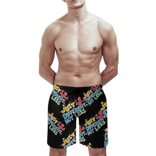 Autism Awareness Just Different Not Less Men's Swim Trunks Board Shorts Beachshorts Swimsuits with Pockets Mesh Liner3