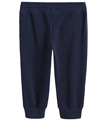 Weintee Calça de moletom feminina capri joggers, Azul marino, Large