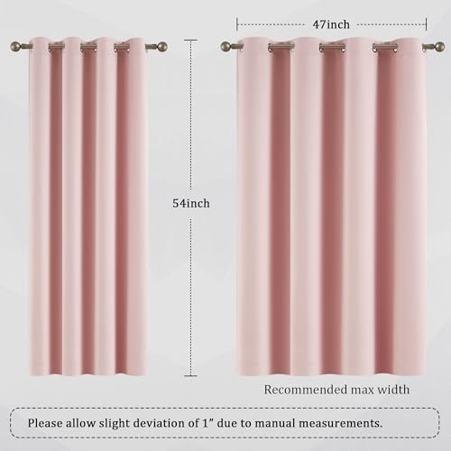 DUALIFE Baby Pink Curtain Panels for Girls Room Nursery Solid Blackout Room Darkening Curtains for Bedroom Grommet Top Window Treatment Drape 52x54 in by DUALIFE - Image 6