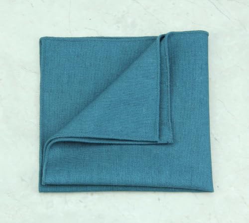 Image of Mens Linen Tie Set - Solid Necktie with Pocket Square for Men Wedding