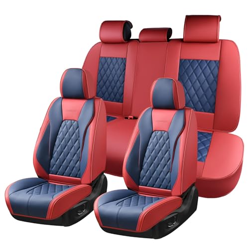 Image of Coverado Seat Covers, Waterproof Car Seat Cover, Faux Leather Seat Covers for Cars, Universal Seat Covers Full Set, Carseat Cover Car Seat Protector Car Seat Cushion Fit for Most Cars - Red&Blue