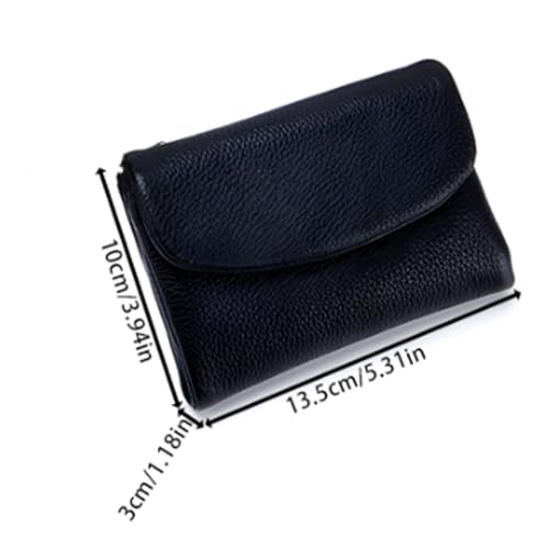 Unisex Pebble Leather Wallet,Short Genuine Leather Wallet For Coins, Card Holder ID Thin Small Wallet For Daily Use.(Dark Blue) 6