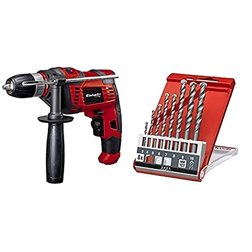 Einhell Schlagbohrmaschine TC-ID 550 E (550 W, Drehzahlregelelektronik, Drehzahlvorwahl, Rechts-/Linkslauf, Metall-Tiefenanschlag, Zusatzhandgriff, inkl. 8-tlg. Steinbohrer-Satz)