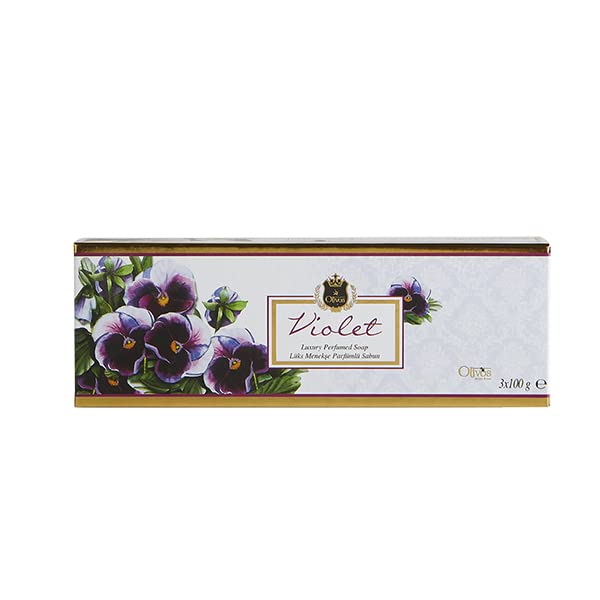 Olivos Lux Olive Oil Violet Luxury Perfumed Soap Set 3x100 G (3x3.5 Oz)