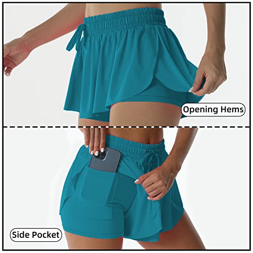 Image of Flowy Athletic Shorts for Women Running Tennis Butterfly Shorts Girls 2-in-1 Double Layer Quick-Drying Comfy Shorts