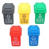 KONTONTY Kleiner Müllverbot Müllsortierer Kinder 5 Stück Kunststoff Miniatur Mülleimer Mit Deckel Für Puppenhaus Spielzeug Schreibtisch Lernspielzeug Abfalltrennung Spielzeug