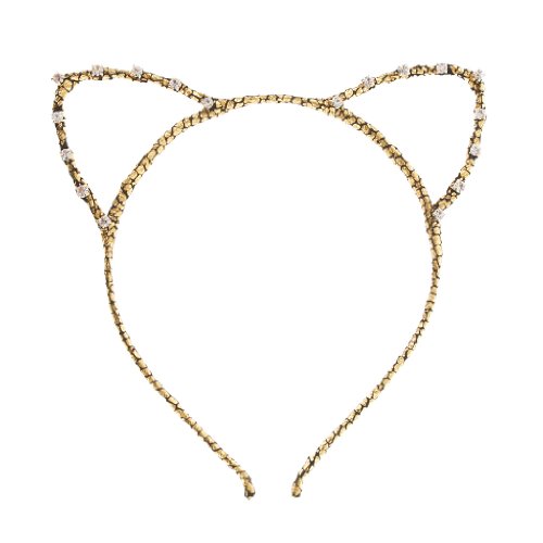 Dani's Choice Rhinestone Cracked Pattern Glittering Cat Ear Headband (Gold)