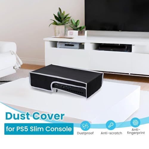 Image of New World Horizontal Dust Cover for PS5 Slim , Oxford Cloth Anti-Scratch Backend Cutaway Design Protective Case for PlayStation 5 Slim Console Digital and Disc Edition- Black