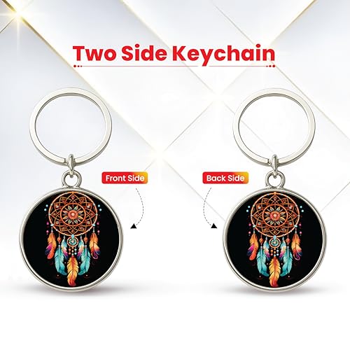 Image of MG | Protective Evil Eye /Spiritual Symbols /Om /Motivational Keychains | Double-Sided Metal Key Ring | Good Luck and devine Charm for Car, Bike, Home & Office