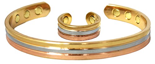 Shiny Solid Copper Powerful 6 Magnet Magnetic Therapy Cuff Women's Bracelet Minimum 2000 Gauss Each Magnet