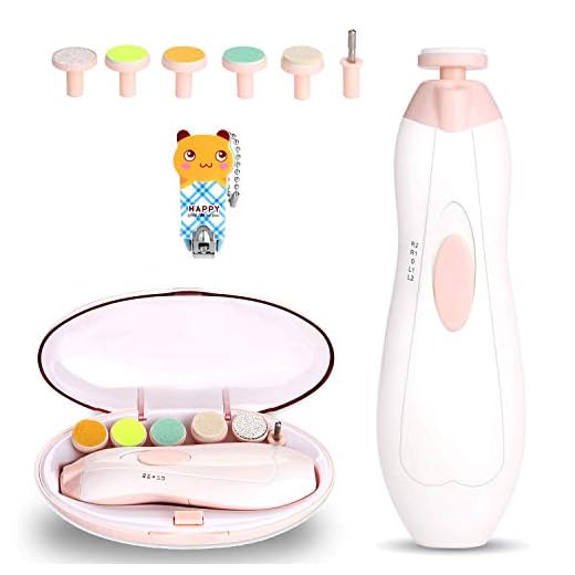 Lima de Uñas Bebe, WADEO Electrica Lima de Uñas Bebe dedo, kit de Cortaúñas Bebes/Set de Manicura y Pedicura para los Dedos y pies de Bebés y Adultos, Pulido y Recorte, 6 en 1 Manicura de Seguridad
