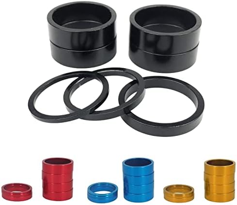 PLATT 7PCS Bike Headset Spacer 1 1/8" Aluminium Alloy MTB Road Bike Stem Headset Spacer 2/3/5 /10mm (Black)