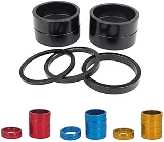 PLATT 7PCS Bike Headset Spacer 1 1/8" Aluminium Alloy MTB Road Bike Stem Headset Spacer 2/3/5 /10mm (Black)
