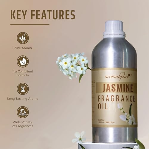 Image of Aromahpure Jasmine Aroma Oil | 1 Liter Undiluted & Natural | Long-Lasting Scent for Aromatherapy, Candle & Soap Making, Diffusers, Room Freshener, Humidifier, Bathroom Revitalizer & Home Essentials
