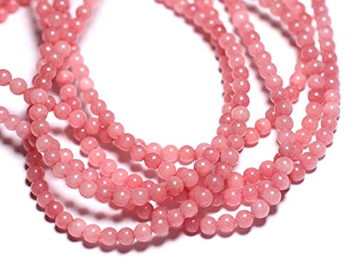 Jade stone balls 4mm pink coral LKBEADS pour création bijoux DIY