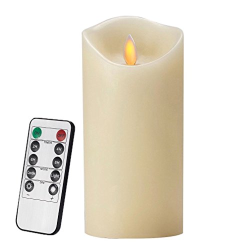 AIR ZUKER Flameless Candle Battery Operated Flickering Candle Dancing LED Candle Real Wax Candle Motion Candle with Timer [Classic Pillar Candle, Ivory Color] - 3.5