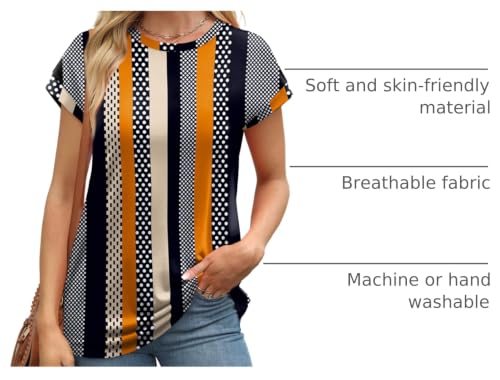 Image of Alaroo Womens Summer Tops Short Sleeve Shirts Crew Neck Cute Trendy Tunic Blouses (S-3XL)