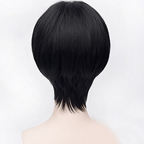 Amybria Men's Beautiful Male Black Short Straight Hair Wig/Wigs Cosplay Party