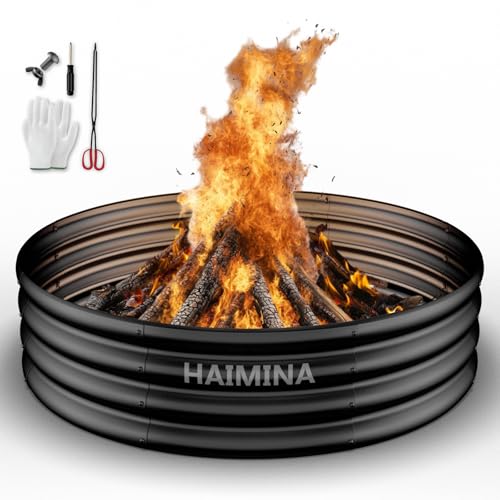 HAIMINA 36 Inch Fire Pit Ring, Large Fire Pit for