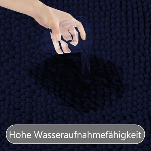 UHOUSEST Badematte rutschfest, Weicher Badezimmerteppich-Wasserabsorbierend Badematte, Maschinenwaschbar Badvorleger, für Badewanne und Toilette-Darkcyan 3 Stück – Bild 7