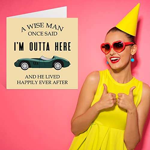 Retirement Card For Men Him - A Wise Man Once Said I'm Outta Here - Humorous Funny Leaving Cards For Work Colleagues, 5.7 X 5.7 Inch Birthday Greeting Cards, Happy Retirement Cards For Men #TOP6