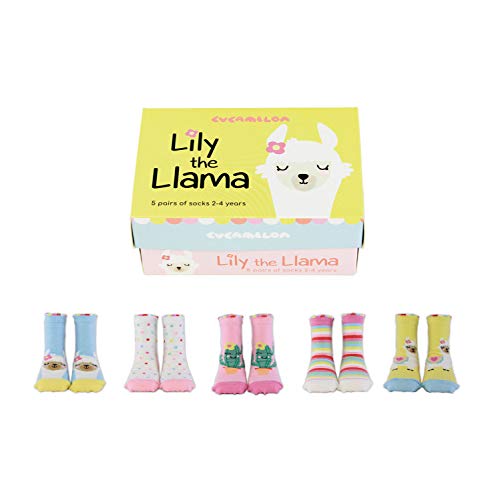 Cucamelon Lily The Llama 5 works of Socks 2-4 Years Toddler Giftboxed, Multi