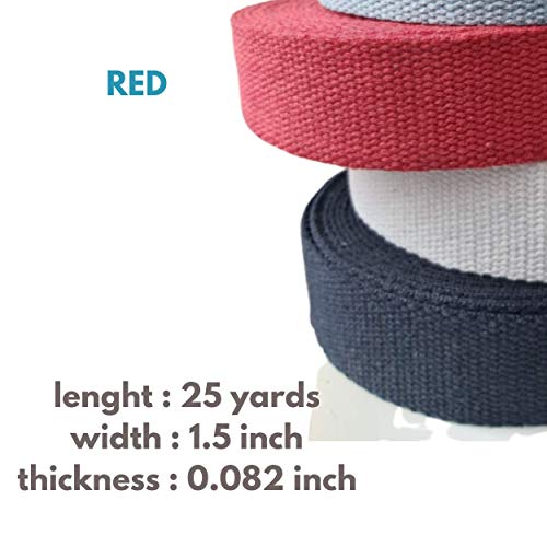 Heavy Cotton Webbing 1 1/2 Inch - Straps for Arts and Crafts - (Red, 25 Yards) - MATADOR USEFUL GOODS