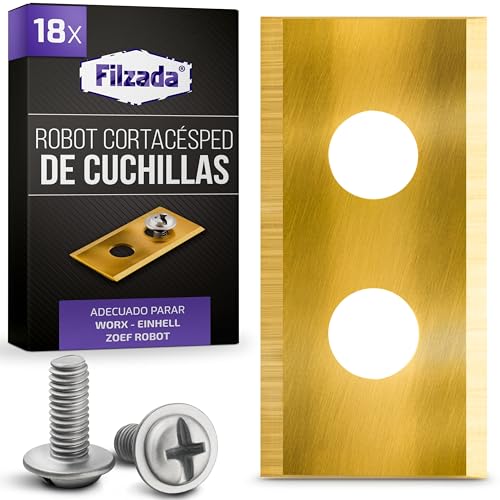 Filzada® 18x Cuchillas de Repuesto de Titanio adecuadas para Todos los Robots cortacésped Worx Landroid - Cuchillas también adecuadas para los Robots cortacésped LandXcape, Zoef Robot y Einhell.