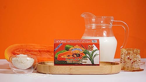 ASANTEE Papaya & Rice Milk with Honey Cleansing Soap 125 Grams (Pack of 3)