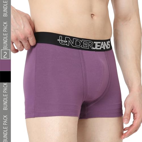 Image of Underjeans by Spykar Men Premium Pack of 2 Black - Purple Trunk