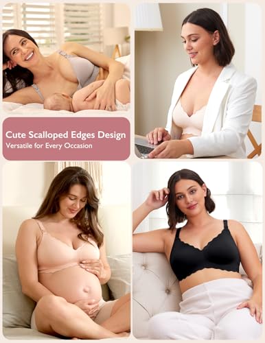 Image of Momcozy Nursing Bras for Breastfeeding, Seamless Pregnancy Maternity Bra Wireless Classic Jelly Strip Support Nursing Bra
