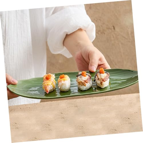 Plato de cerámica rectangular para sushi verde miniatura 7