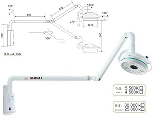 Miniatura 8 de Lámpara sin sombra de luz quirúrgica KD-2012D-1 del examen médico de la pared de 36W LED