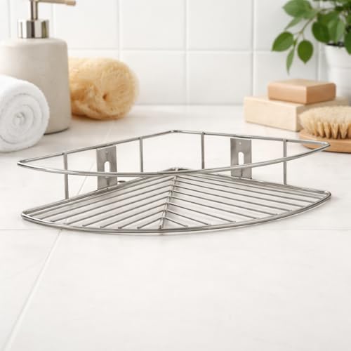 Image of Zepdos Stainless Steel Bathroom Corner Shelf Rack Set of 3, Wall Shelf Organizer for Kitchen Storage Rack, Corner Organizer, Toiletries Multipurpose Storage Basket for Shampoo, Soap & Toiletries
