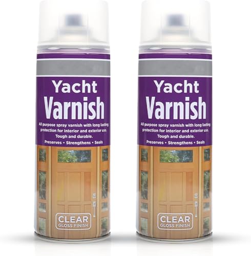 2 x All Purpose Yacht Varnish 400ML - Professional Gloss Finish Spray Wood Color Paint