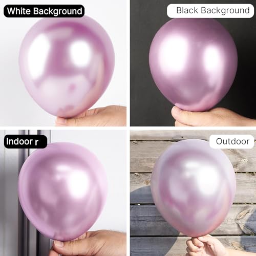 Image of PartyWoo Metallic Pinkish Purple Balloons, 50 pcs 12 Inch Metallic Pink Balloons, Pink Metallic Balloons for Balloon Garland Balloon Arch as Wedding Decorations, Birthday Party Decorations, Pink-G108