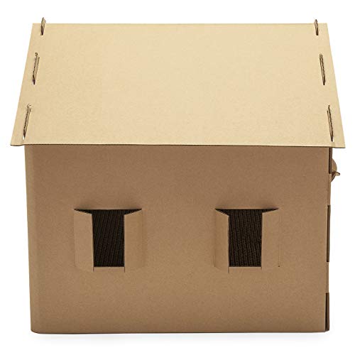 Image of Furhaven Pet Furniture for Cats and Kittens - Gingerbread House Corrugated Cat Scratcher Hideout with Catnip, Cardboard (Brown), One Size