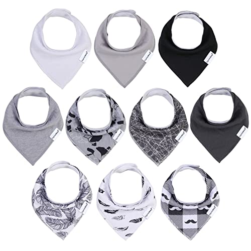 Image of Baby Bandana Drool Bibs for Boys Girls,Super Absorbent Triangle Baby Bibs for Drooling and Teething,Cotton Soft for Infant,Newborn 10Pack