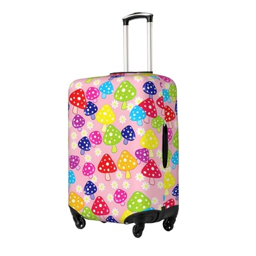 Spandex Travel Luggage Cover Printed Cute Multicolored Mushrooms Double-Sided Suitcase Protector Bag,Dust-Proof Anti-Scratch Washable Baggage Covers For Kid Adult,X-Large2