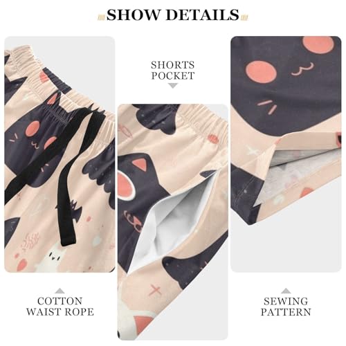 Men's Short Pajama Bottoms Cats Cute Halloween Love Home Casual Sleep Pants3