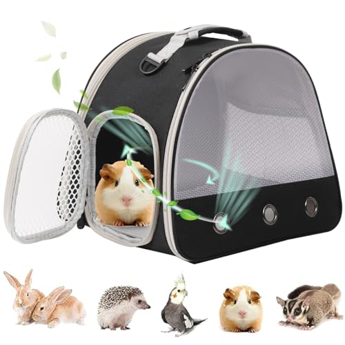 LAIRIES Mochila Transportadora de Porquinho da Índia Respirável com Janela de Malha de Náilon Transportadora Portátil para Porquinho da Índia, Coelho Dragão Barbudo Pássaro Chinchila Furão Viagem Ao A