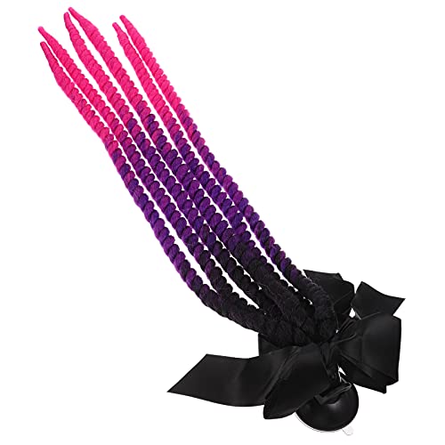 CLISPEED Capacete Capacete Da Bicicleta Tranças Pigtail Rabo de Cavalo Caudas de Cabelo Roxo Preto p