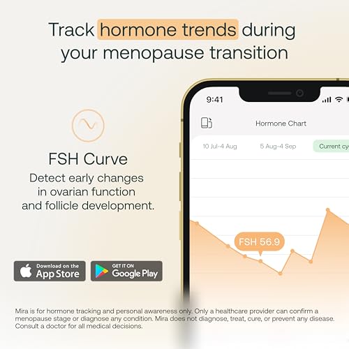 Image of Mira Menopause and Perimenopause Test Kit for Women, Track Follicle Stimulating Hormone (FSH) Levels, Digital Fertility Tracker + 10 FSH Test Strips, Monitor Fertility Status at-Home with Mira App