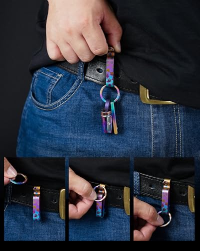 Image of KeyUnity KM00 Titanium Belt Loop Keychain Clip Double Side Quick Release Key Holder with Detachable Key Ring