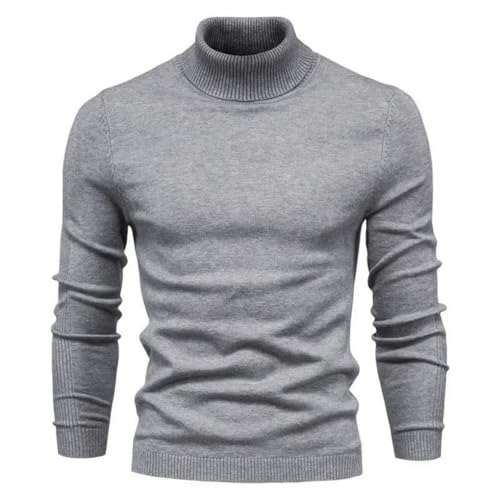 Men's Pullover Sweaters Long Sleeve High Collar Loose Solid Casual Warm Knitted Sweater3