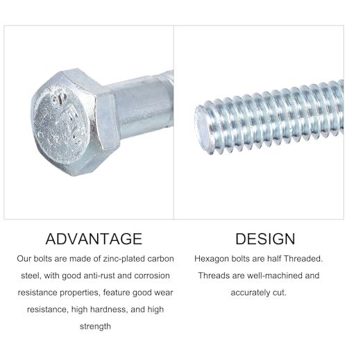 Image of METALLIXITY Hex Bolts (5 /16-18x1-1 /2) 10Pcs, Carbon Steel Zinc Plated, Coarse Thread UNC Hex Head Screw Bolt - for Furniture Repair, Silver